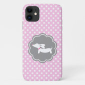 Pink Polka Dot Dachshund Mobiele Telefoon Case (Achterkant)