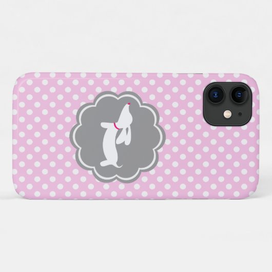 Pink Polka Dot Dachshund Mobiele Telefoon Case (Achterkant (horizontaal))