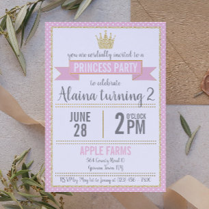 Pink Polka Dot en Glitter Princess Birthday Kaart