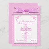 Pink Polka Dot First Kaart (Voorkant / Achterkant)