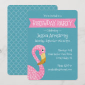 Pink Polka Dot Flamingo Birthday Kaart (Voorkant / Achterkant)