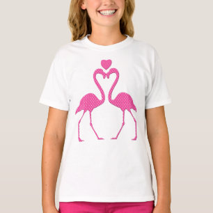 Pink Polka Dot Flamingo Valentijnsdag Kind Shirt