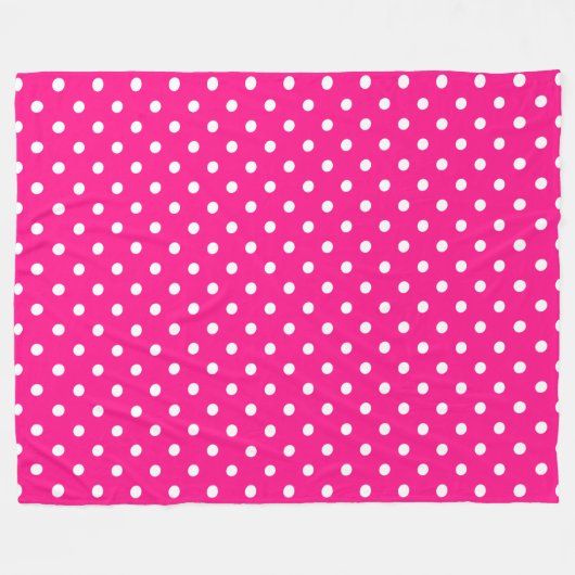 Pink Polka Dot Fleece Deken (Voorkant (Horizontaal))