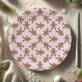 Pink Polka Dot Gingerbrood Man Kerstmis Papieren Bordje