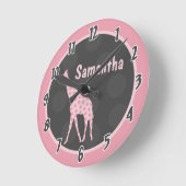 Pink Polka Dot Giraffe Oerwoud Aangepaste klok (Hoek)