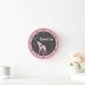 Pink Polka Dot Giraffe Oerwoud Aangepaste klok (Huis)