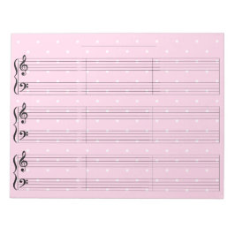 Pink Polka Dot Grand Staff Piano Music Briefpapier Notitieblok