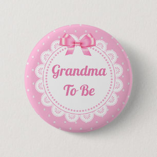 Pink Polka Dot Grandma to be Baby shower Button