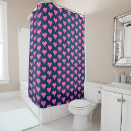 Pink Polka Dot Hearts Douchegordijn