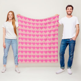 Pink Polka Dot Hearts Fleece Deken