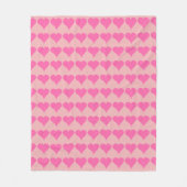 Pink Polka Dot Hearts Fleece Deken (Voorkant)