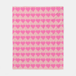Pink Polka Dot Hearts Fleece Deken