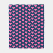 Pink Polka Dot Hearts Fleece Deken (Voorkant)