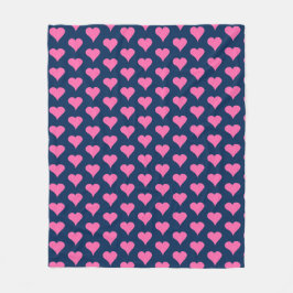Pink Polka Dot Hearts Fleece Deken
