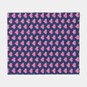 Pink Polka Dot Hearts Fleece Deken (Voorkant (Horizontaal))
