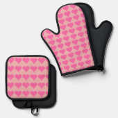 Pink Polka Dot Hearts Ovenwant & Pannenlap Set (Voorkant / Achterkant)