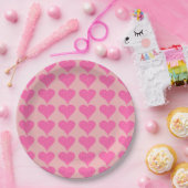 Pink Polka Dot Hearts Papieren Bordje (Feest)
