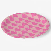 Pink Polka Dot Hearts Papieren Bordje (Gekanteld)