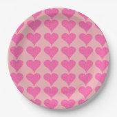 Pink Polka Dot Hearts Papieren Bordje (Voorkant)