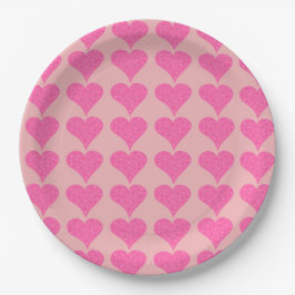 Pink Polka Dot Hearts Papieren Bordje