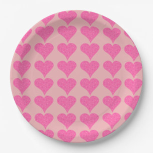 Pink Polka Dot Hearts Papieren Bordje