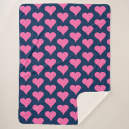 Pink Polka Dot Hearts Sherpa Deken