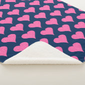 Pink Polka Dot Hearts Sherpa Deken (3/4)