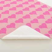 Pink Polka Dot Hearts Sherpa Deken (3/4)