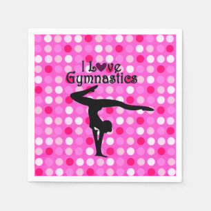 PINK POLKA DOT I LIVE GYMNASTICS PAPIERNAPKINS SERVETTEN
