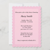 Pink Polka Dot Lace Heart Baby shower Uitnodiging (Achterkant)