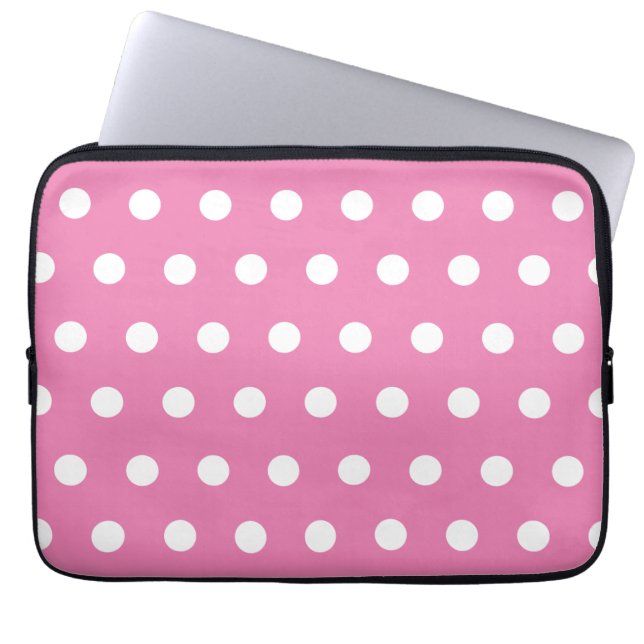 Pink Polka Dot Laptop Sleeve (Voorkant)