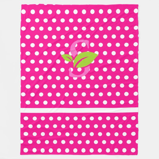 Pink Polka Dot Logo Fleece Blanket (Voorkant)
