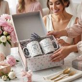 Pink Polka Dot Monogram Gift for Her Wedding Grote Koffiekop