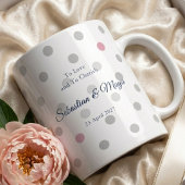 Pink Polka Dot Monogram Gift for Her Wedding Grote Koffiekop