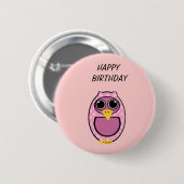 PINK POLKA DOT OWL RONDE BUTTON 5,7 CM (Voorkant /achterkant)