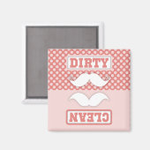 Pink Polka Dot Pattern Mustache Clean Dirty Magneet (Voorkant / Achterkant)