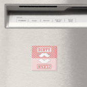 Pink Polka Dot Pattern Mustache Clean Dirty Magneet (Insitu (Vaatwasser))