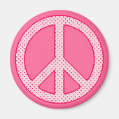 Pink Polka Dot Peace Magneet (Voorkant)
