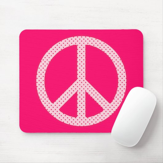 Pink Polka Dot Peace Muismat (Met muis)