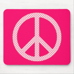 Pink Polka Dot Peace Muismat