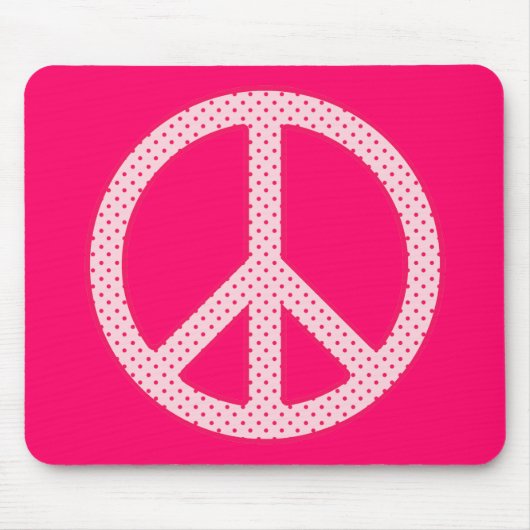 Pink Polka Dot Peace Muismat (Voorkant)