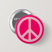 Pink Polka Dot Peace Ronde Button 5,7 Cm (Voorkant /achterkant)