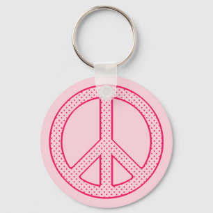 Pink Polka Dot Peace Sleutelhanger