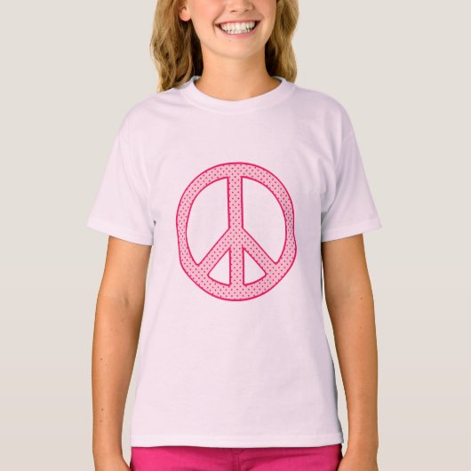 Pink Polka Dot Peace T-shirt (Voorkant)