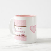 Pink Polka Dot Personalized Child's Mok (Voorkant links)