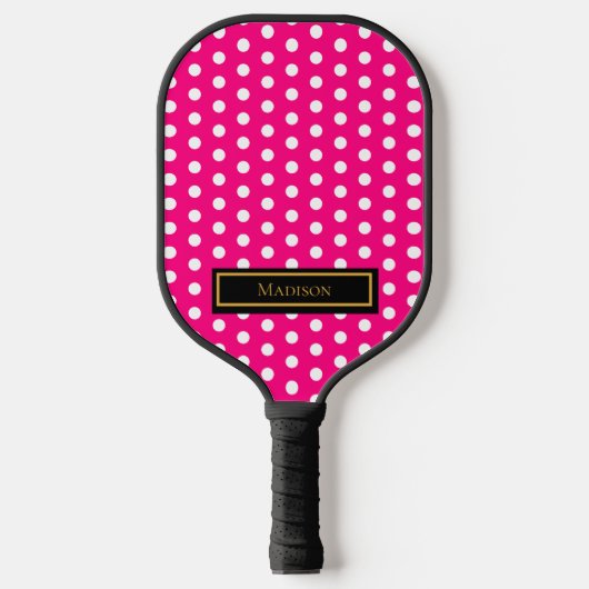Pink Polka Dot Pickleball Paddle (Voorkant)