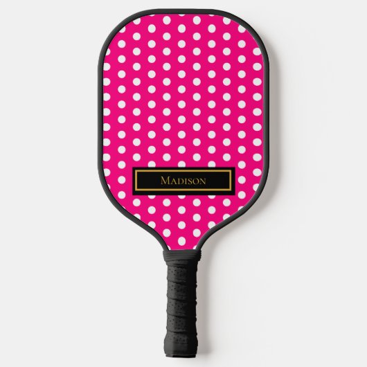 Pink Polka Dot Pickleball Paddle (Achterkant)