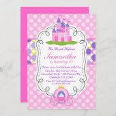Pink Polka Dot Princess Birthday Party Kaart (Voorkant / Achterkant)