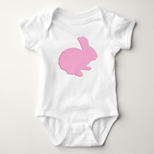 Pink Polka Dot Silhouette Easter Bunny Creeper Romper (Voorkant)