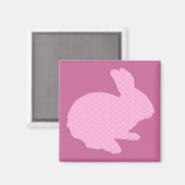 Pink Polka Dot Silhouette Easter Bunny Magnet (Voorkant / Achterkant)